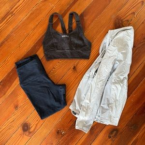 NOBULL bundle: sports bra, high-rise crop and windbreaker zip up